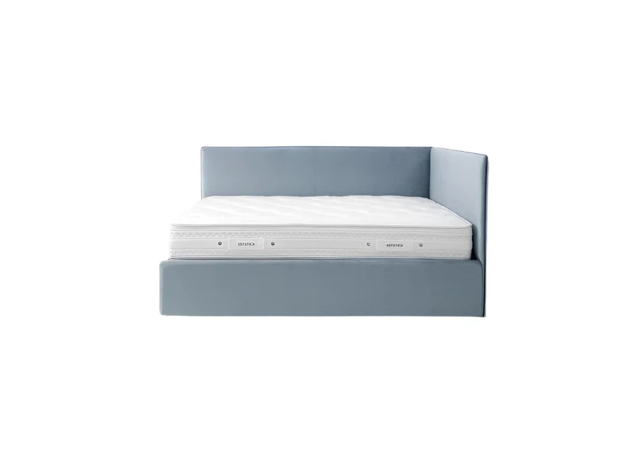Vivi bed in cobalt blue with upholstered headboard