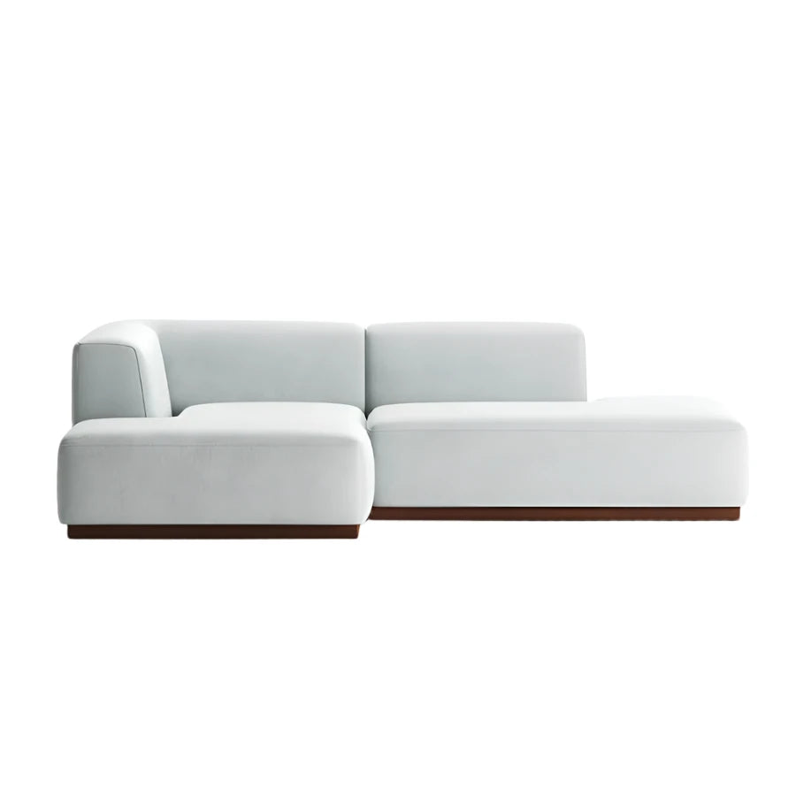 Landon corner sofa with wide armrests and low back