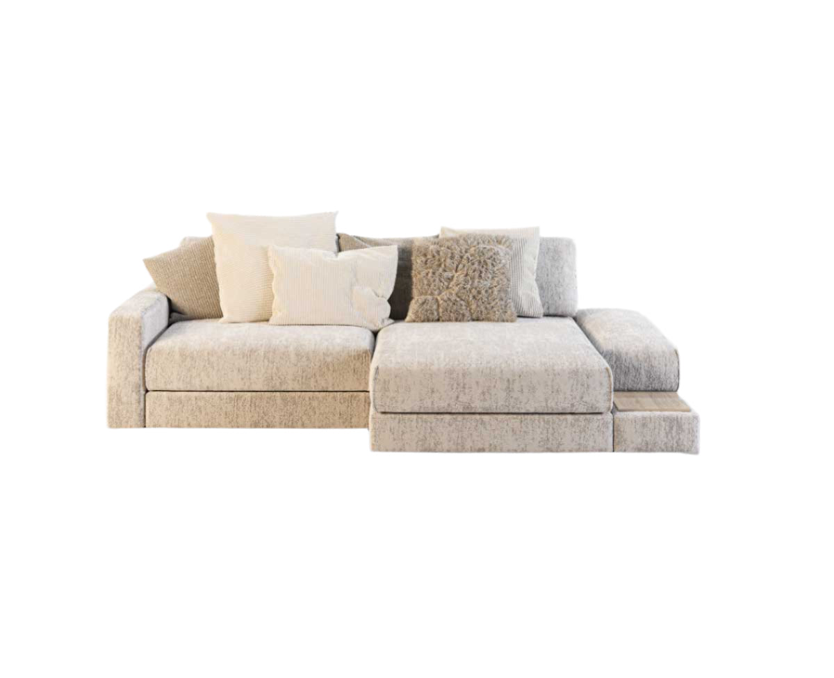 Parker S Flock Sectional Sofa with Chaise and Four Cushions
