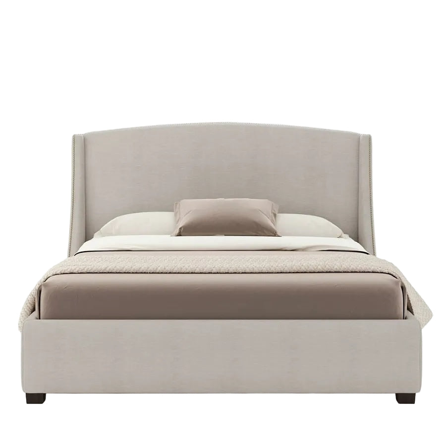 Lit Scarlett avec tête de lit haute incurvée et cadre rembourré