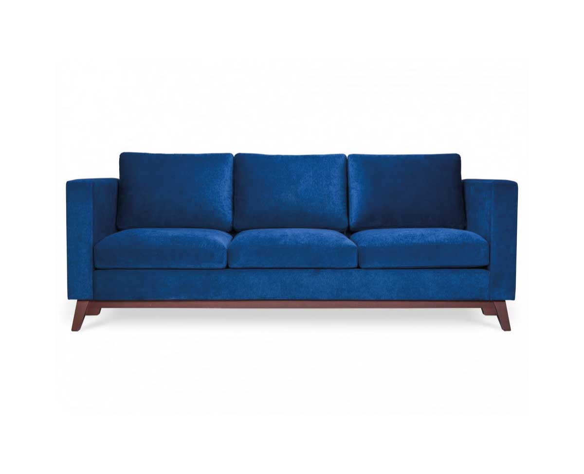 Sofa Heaven with Three Seat Cushions Three Back Cushions and Wooden Legs