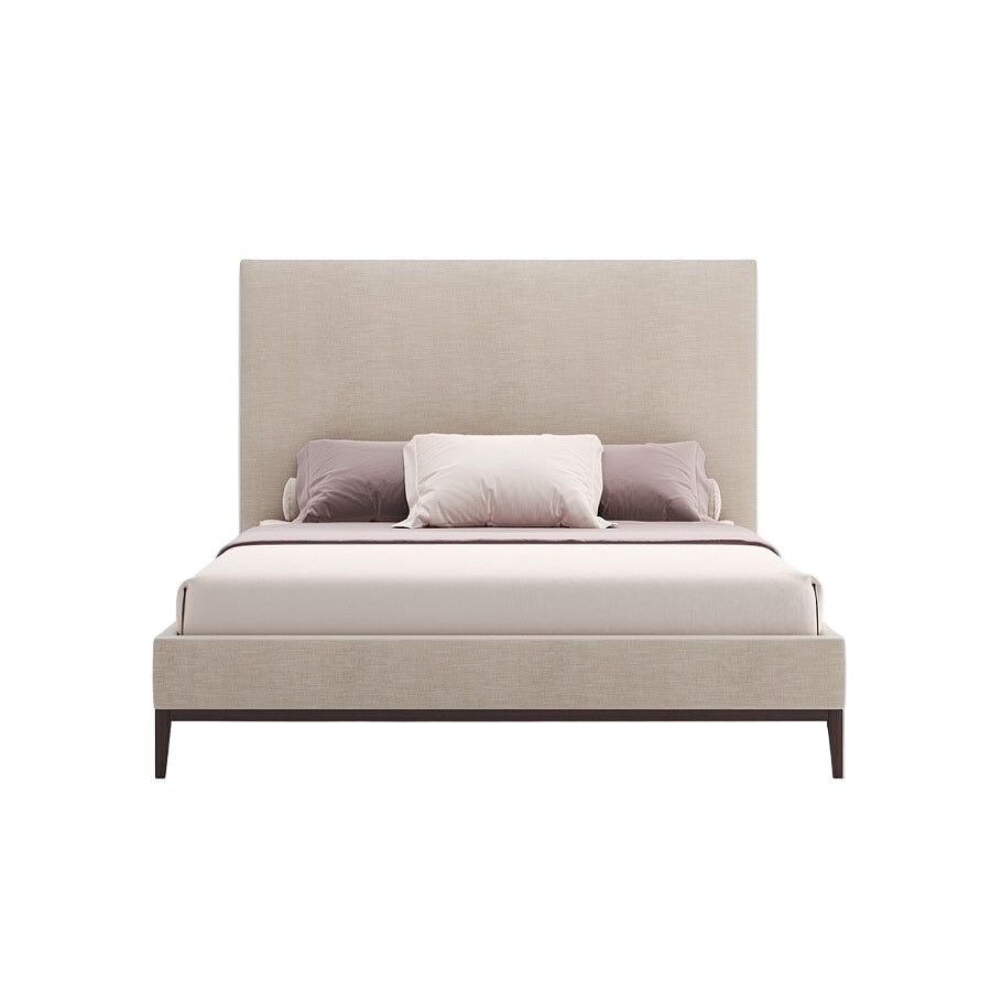 Amelia High Headboard Bed in Light Upholstery