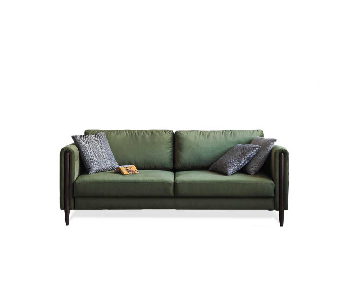 Brownie Sofa with Two Cushions and Wooden Legs