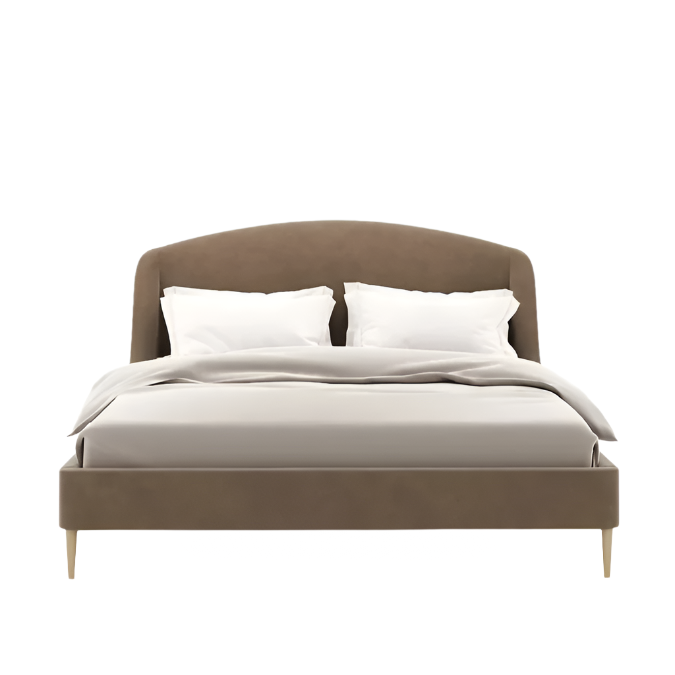 Amelie bed with rounded headboard and fabric finish