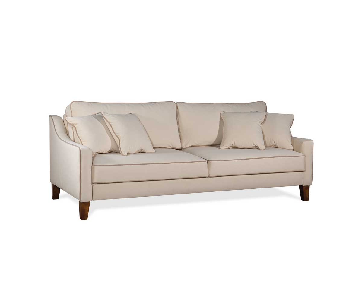 Braxton 3-Seater Sofa with Three Seat Cushions and Wooden Legs