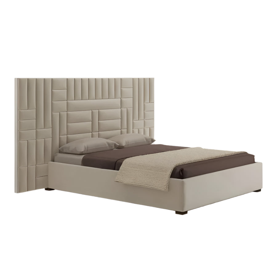 Bernadette Upholstered Bed with High Geometric Headboard