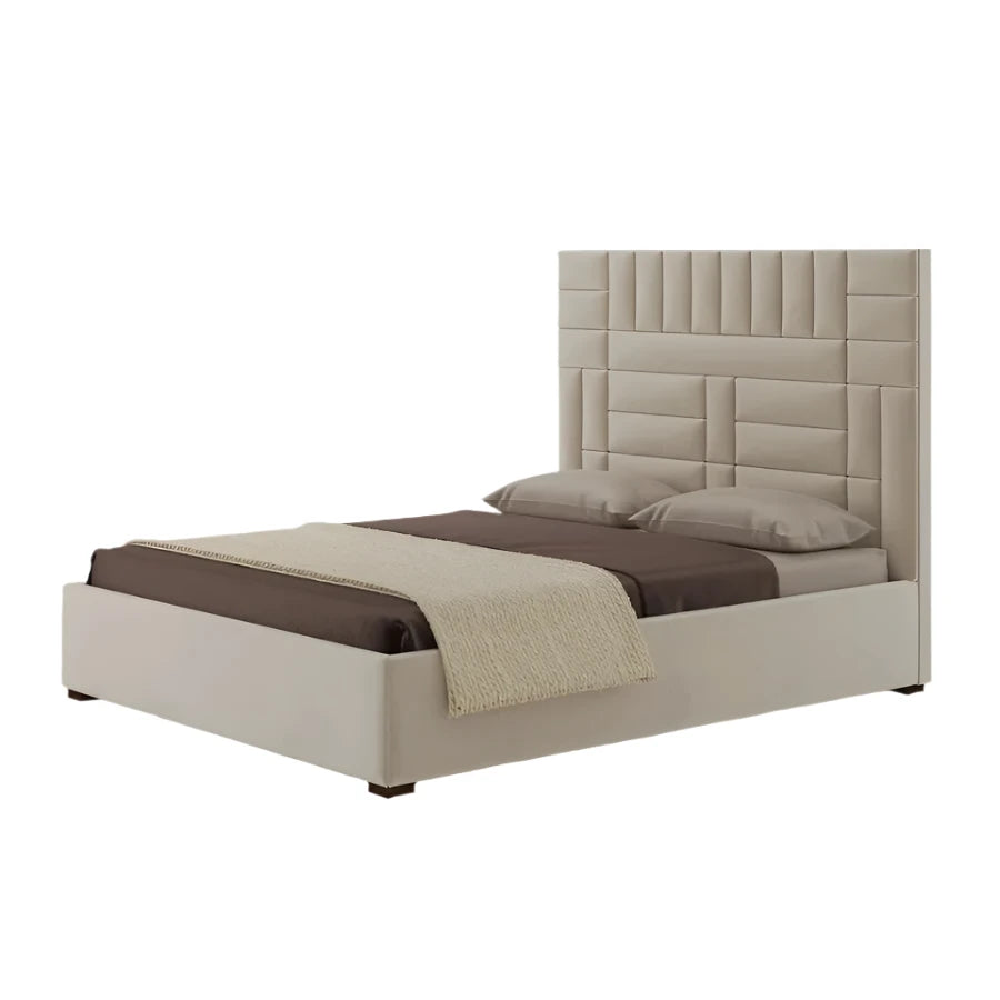 Bernadette Upholstered Bed with Geometric Headboard