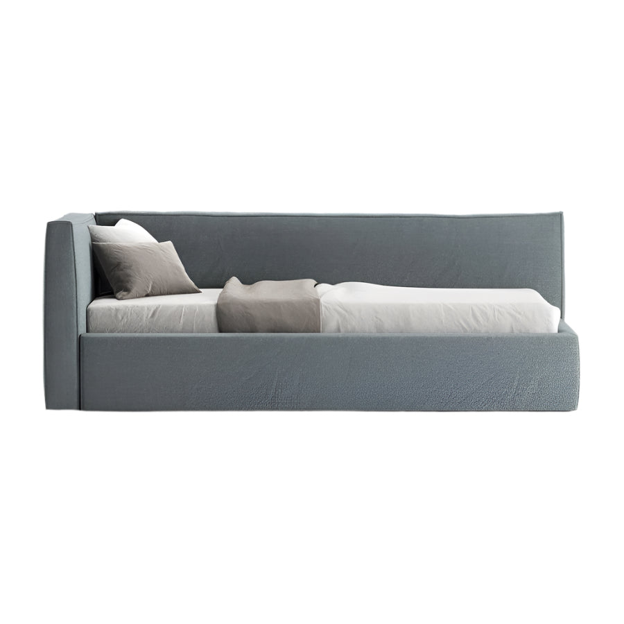 Oslo upholstered daybed with storage drawers in boucle fabric