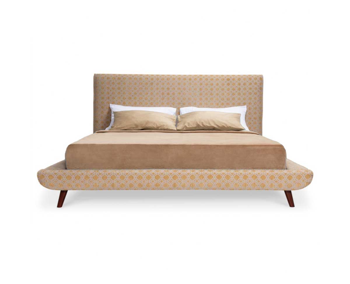 Chameleo Honey Double Bed with Honeycomb Upholstery and Oak Legs