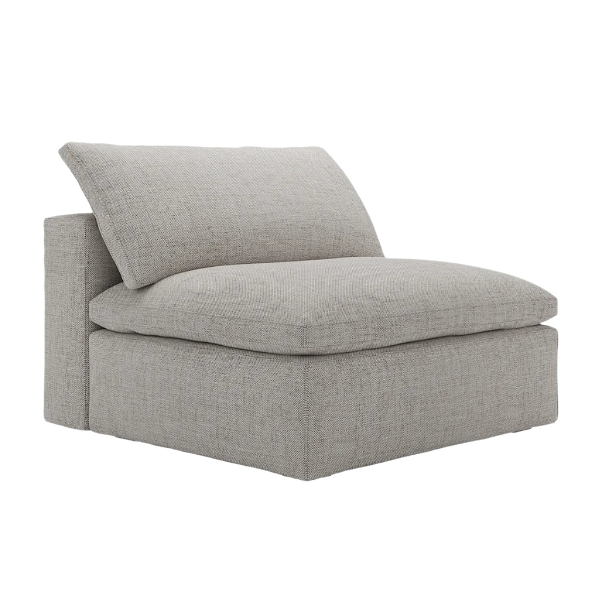 Ari pouffe base with flat top and grey upholstery