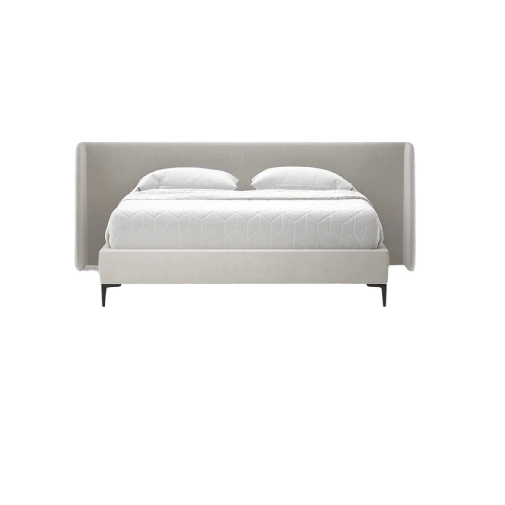 Elegant Double Bed Cosmopolitan in light grey upholstery for modern bedrooms