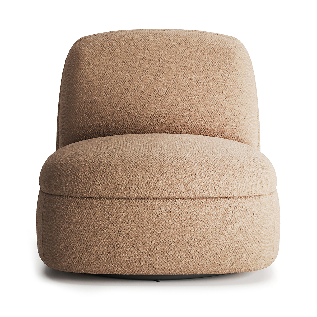 Puffy Velvet Upholstered Chair in beige fabric