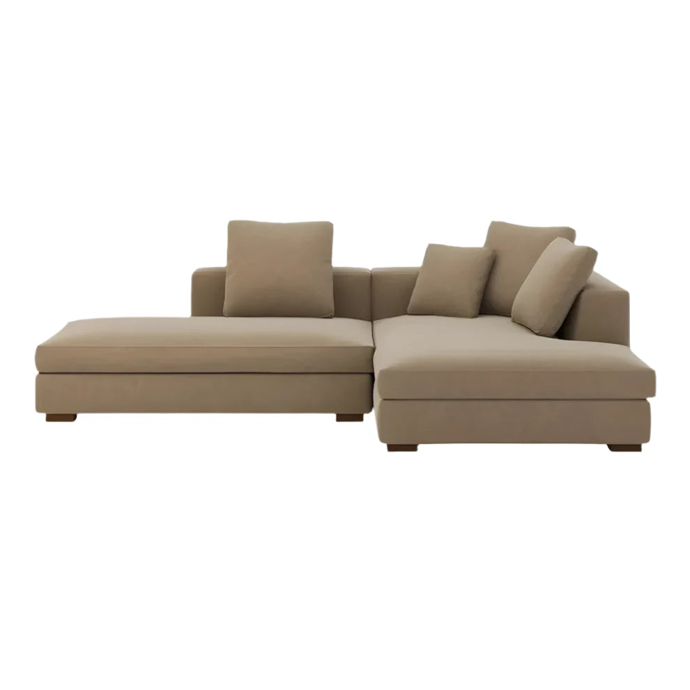 Ebbe corner sofa in neutral fabric with low-profile arms