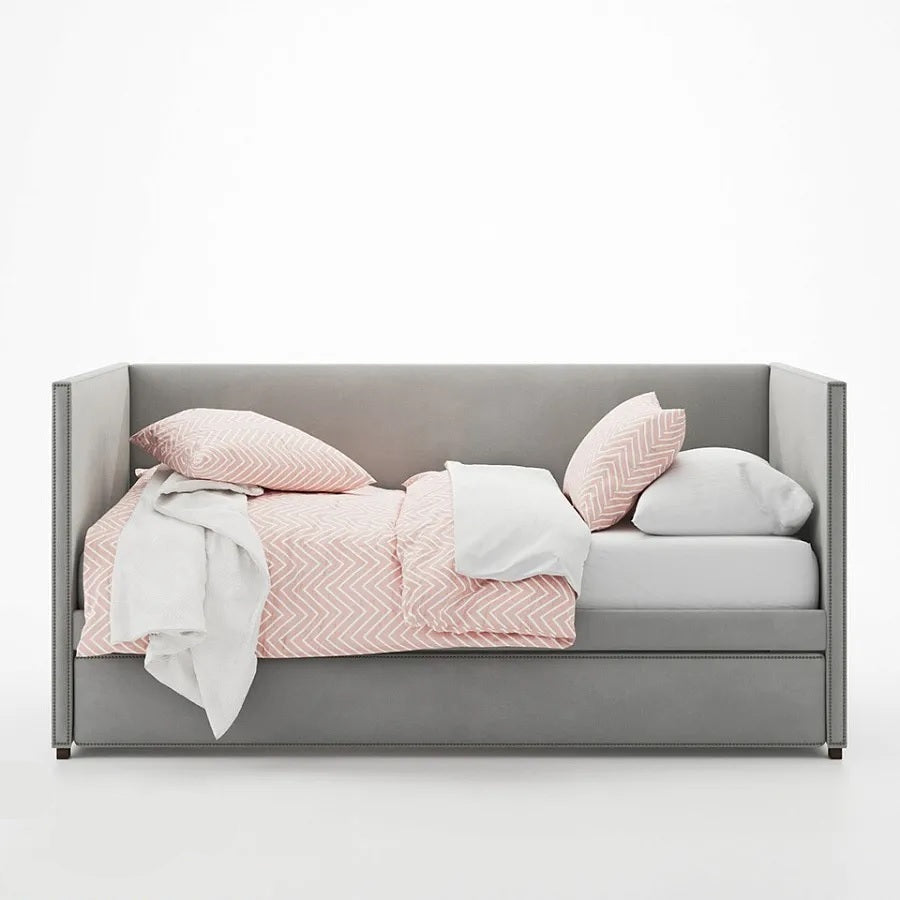 Serena upholstered daybed in ivory boucle fabric in modern interior