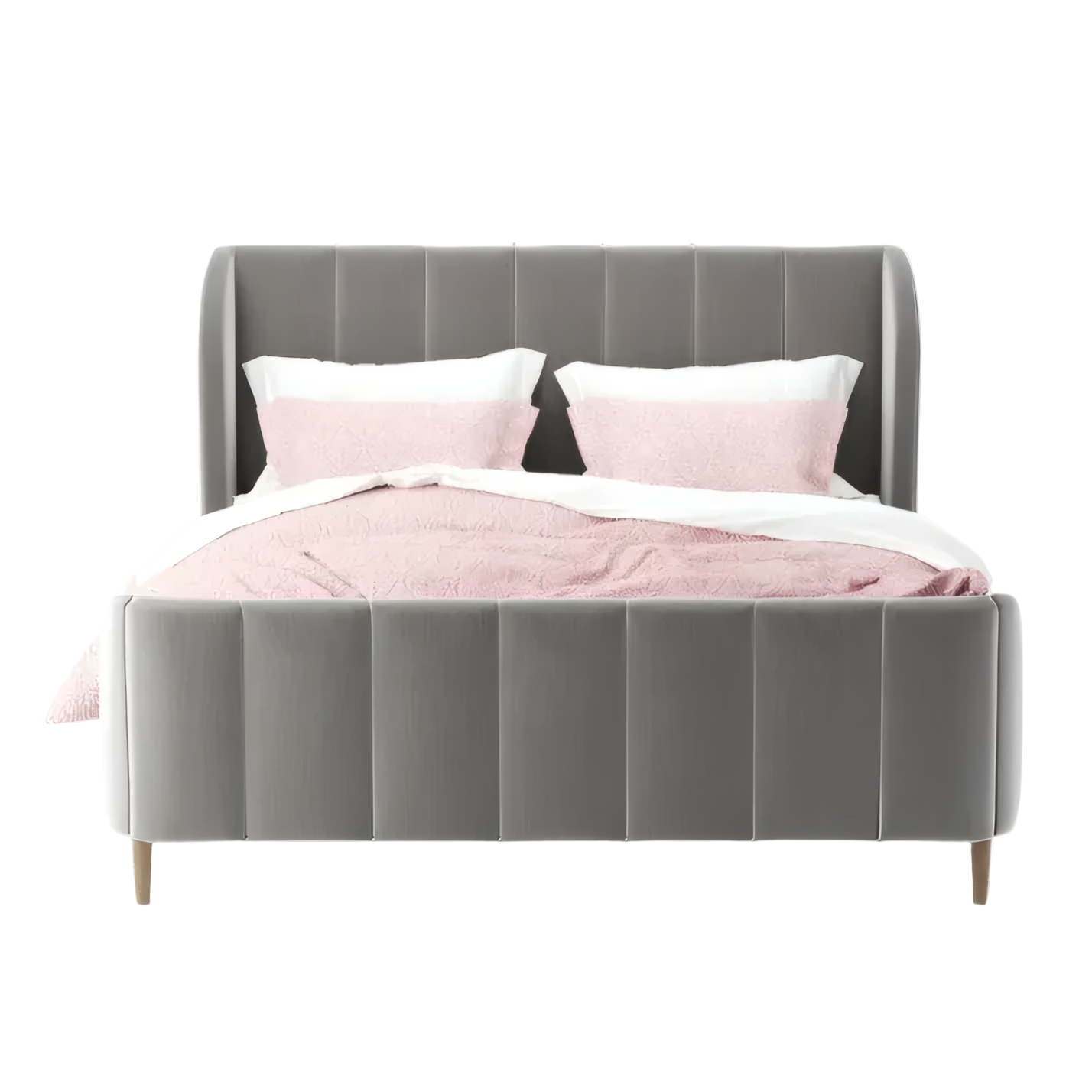 Stefania Upholstered Double Bed with Vertical Panel Headboard and Footboard