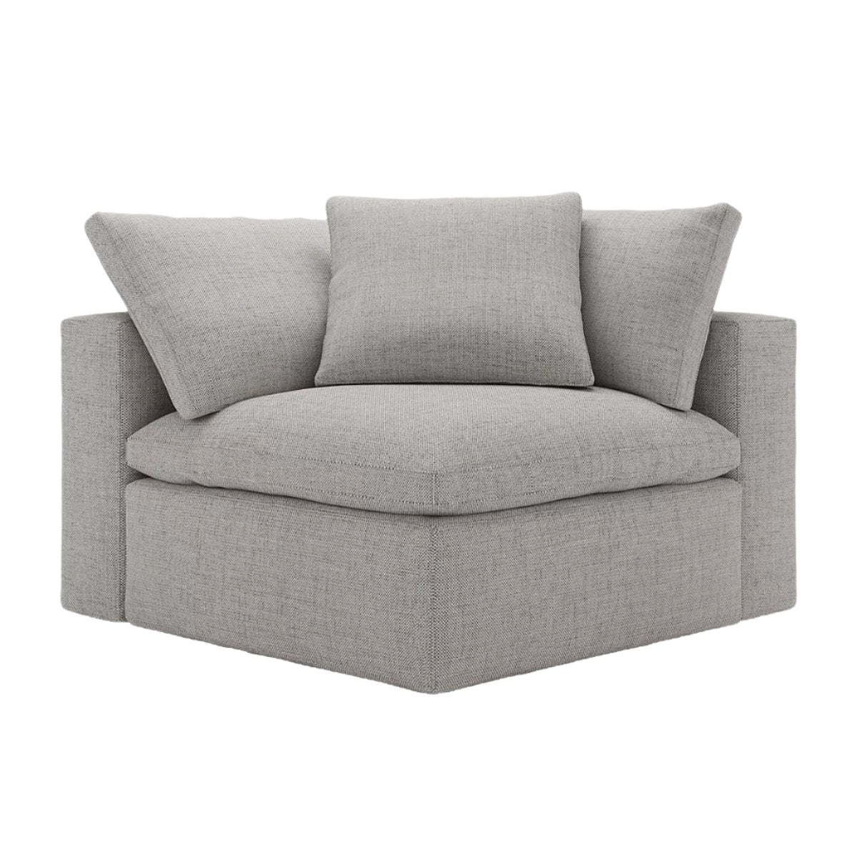 Ari corner sofa module with rounded back and grey upholstery