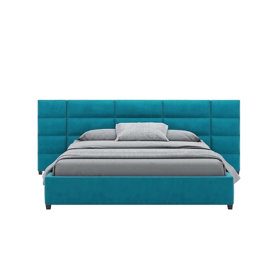 Ava Bed with Extended Panel Headboard and Upholstered Frame