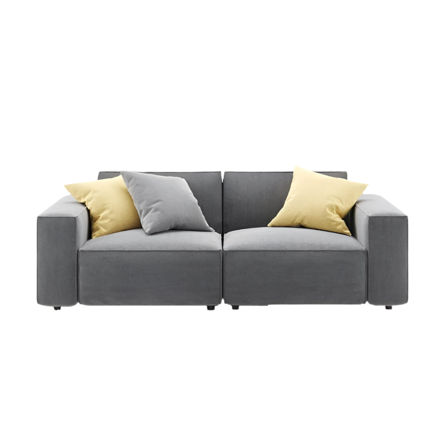 Thor 2 Seater Sofa – Grey Upholstered Couch with Square Armrests