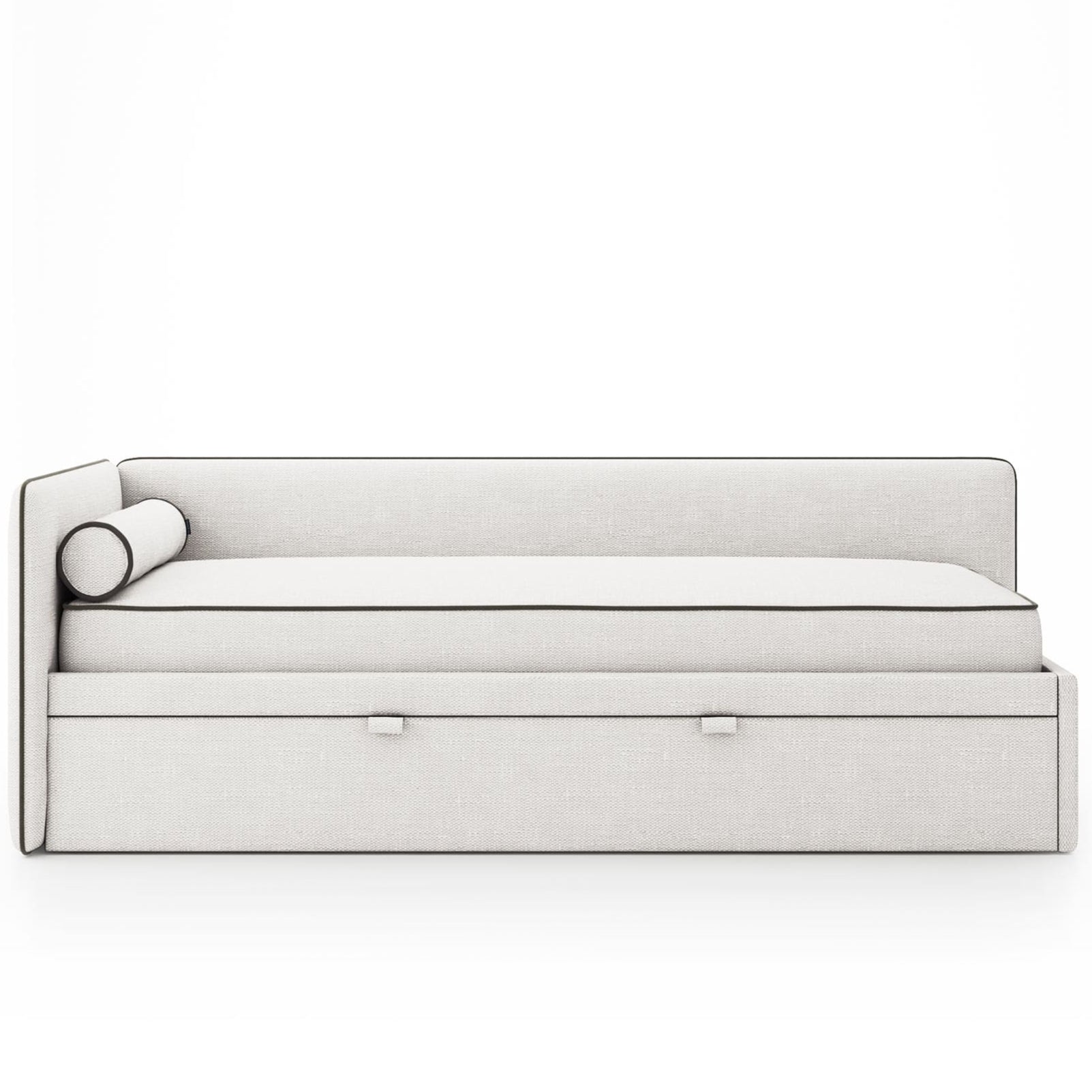 Ameny One-Side Daybed with single upholstered armrest in soft beige