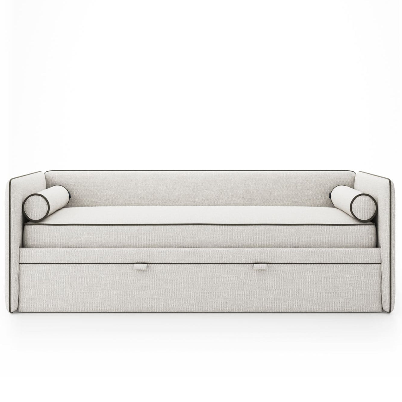 Ameny One-Side Daybed with single upholstered armrest in soft beige