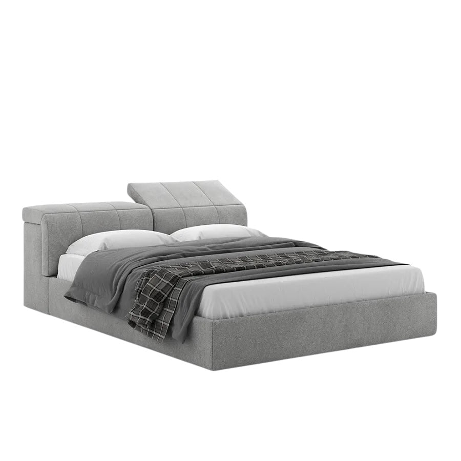 Birger Bed with Upholstered Headboard and Grey Frame