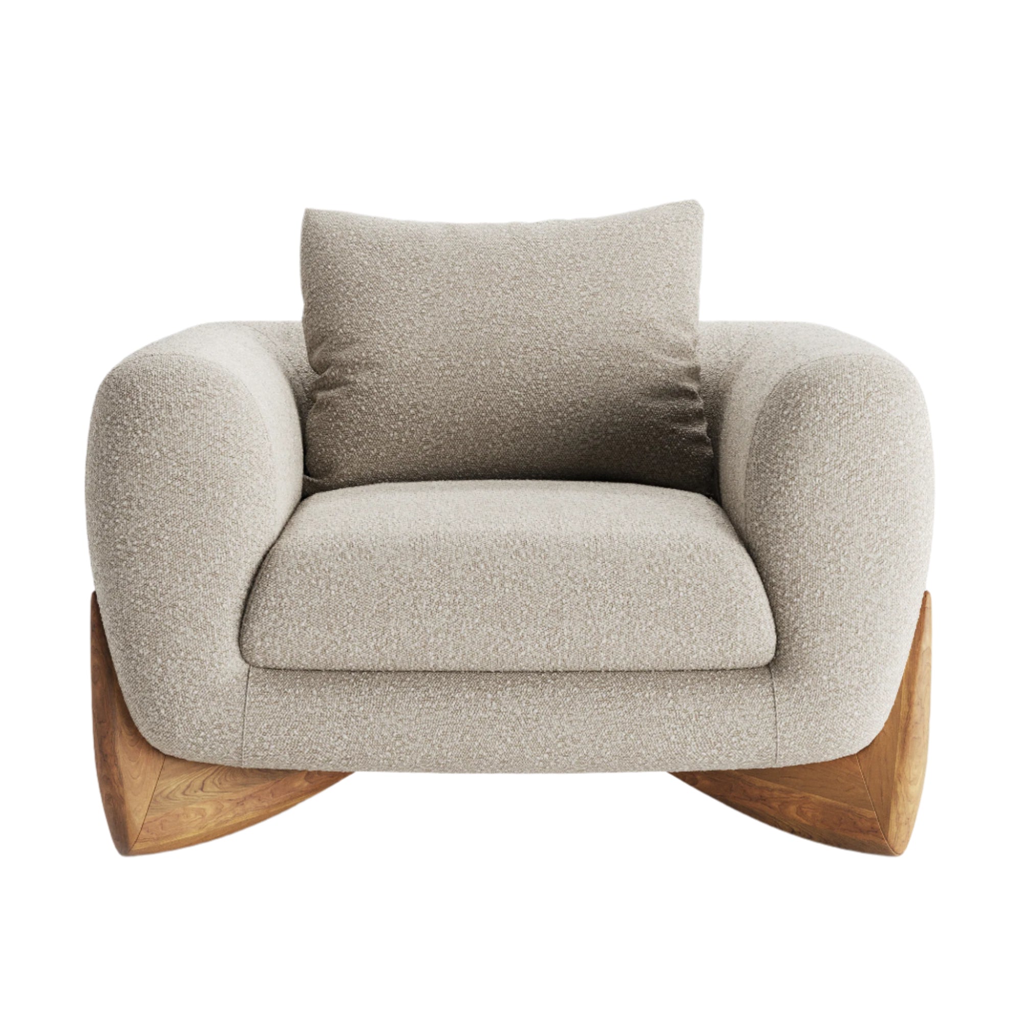 Plumpy Velvet Rocking Chair in gray and beige