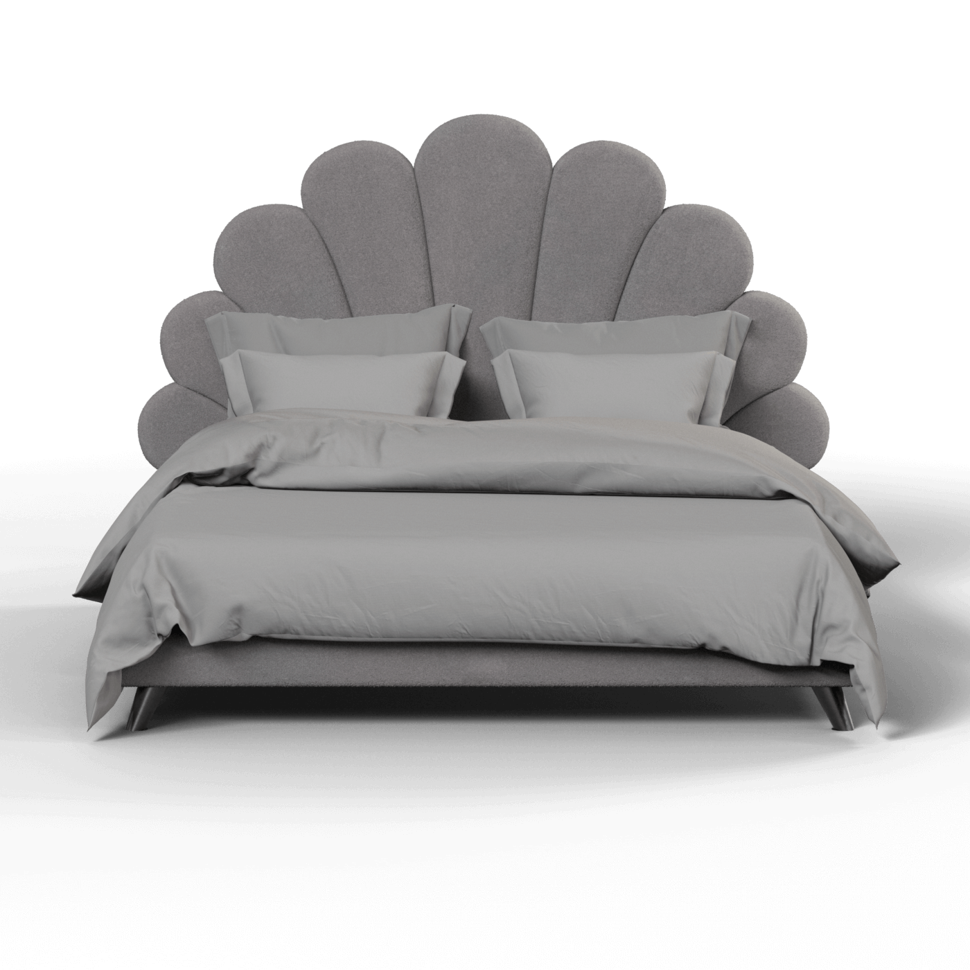 Evelina Curved Headboard Bed in Soft Upholstery
