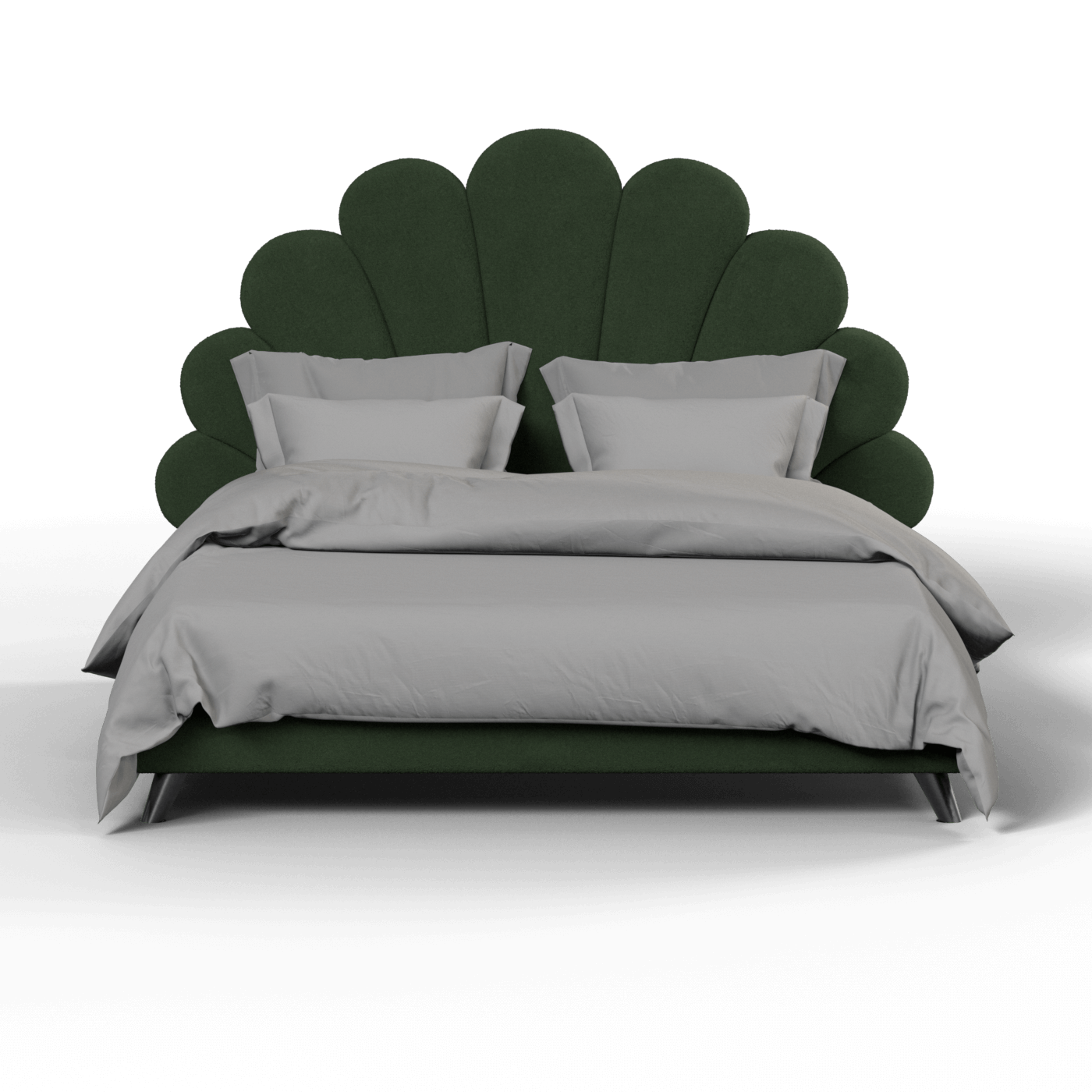 Evelina Curved Headboard Bed in Soft Upholstery