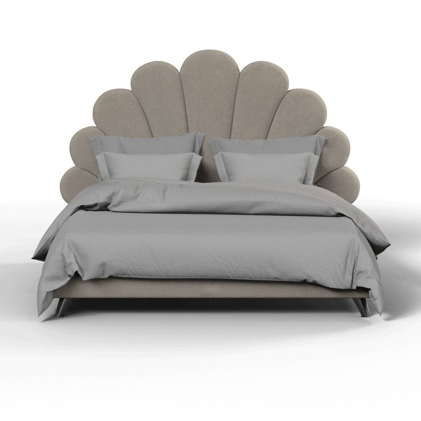 Evelina Curved Headboard Bed in Soft Upholstery