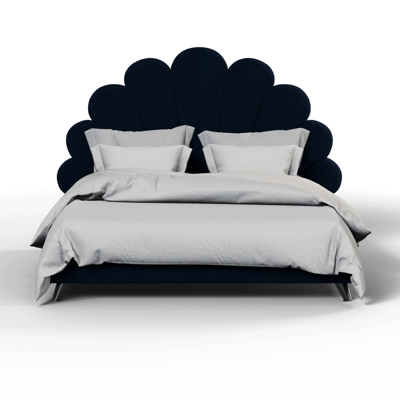 Evelina Curved Headboard Bed in Soft Upholstery