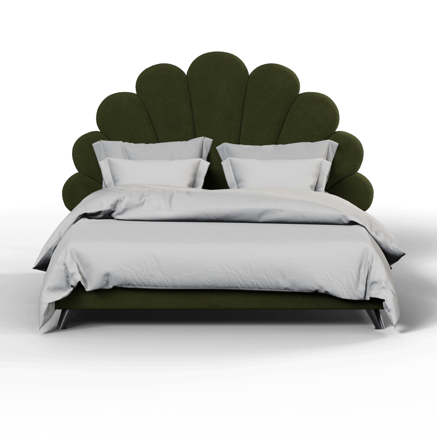 Lit Evelina à tête de lit courbée et rembourrage moelleux