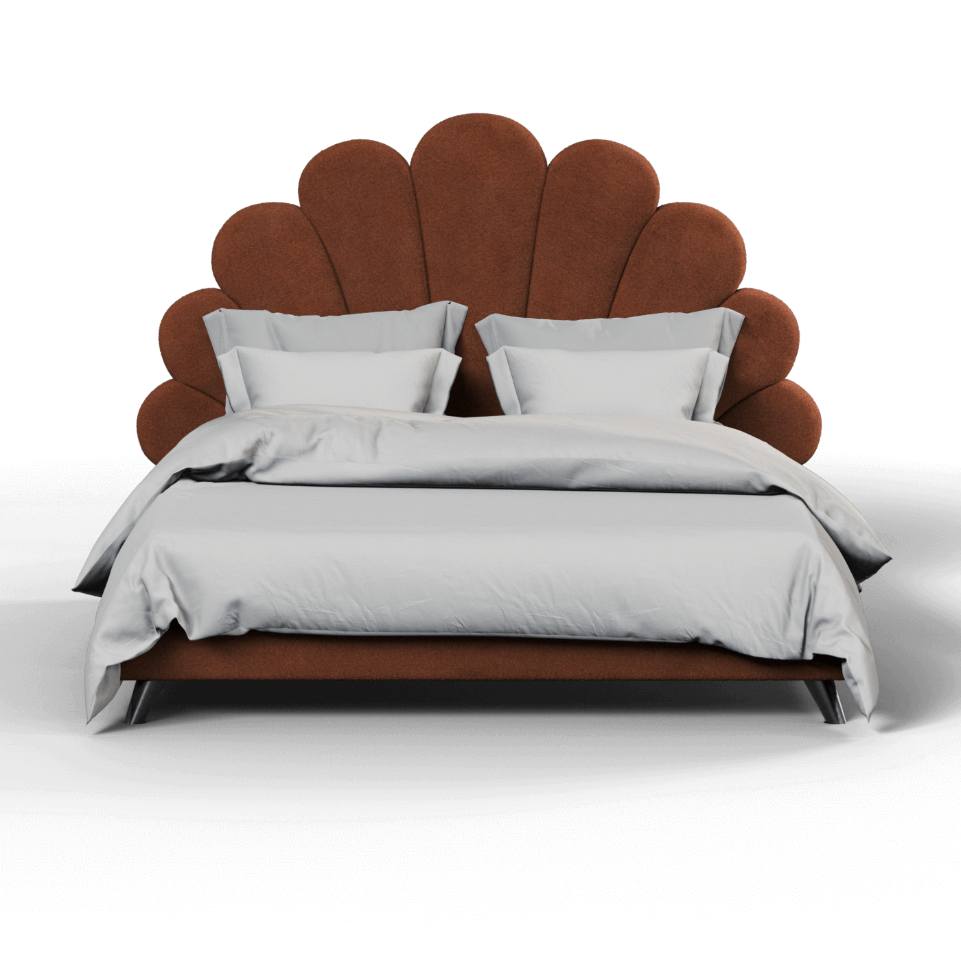 Evelina Curved Headboard Bed in Soft Upholstery