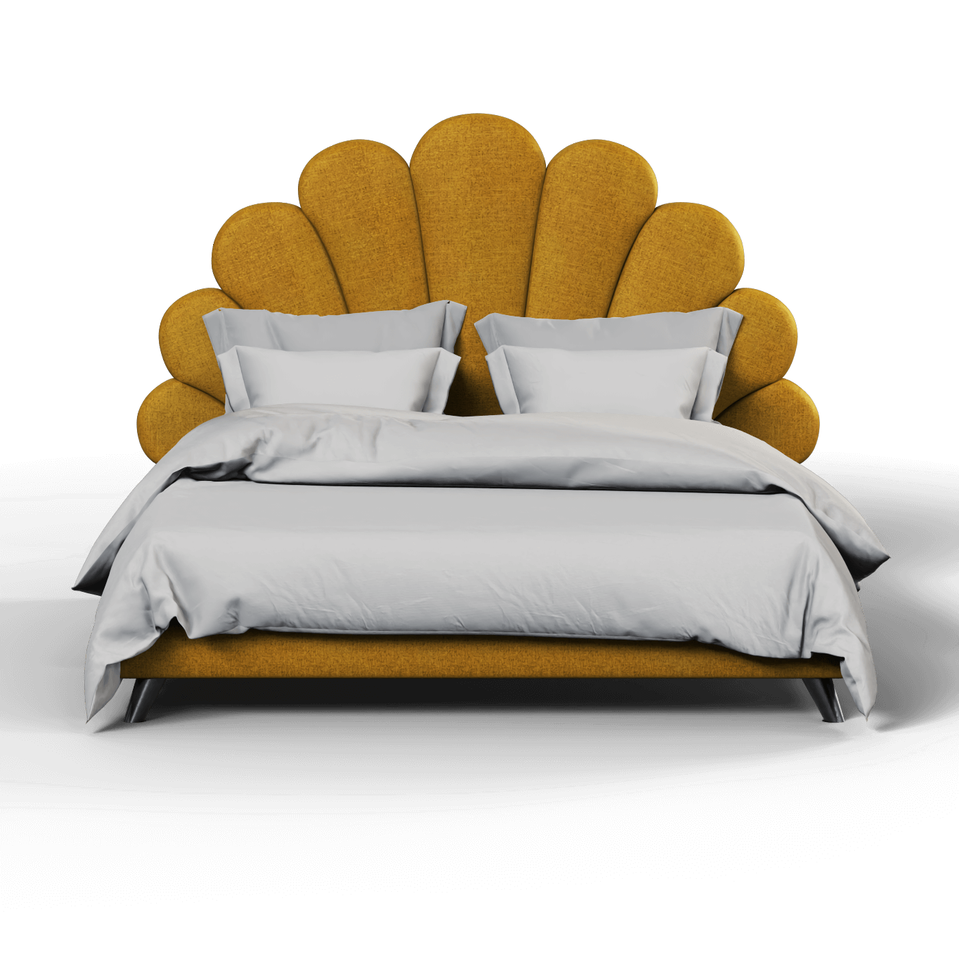 Evelina Curved Headboard Bed in Soft Upholstery