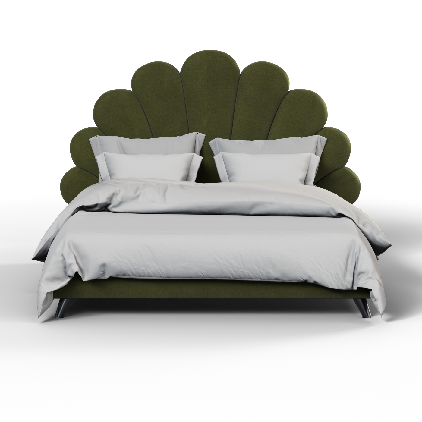 Evelina Curved Headboard Bed in Soft Upholstery