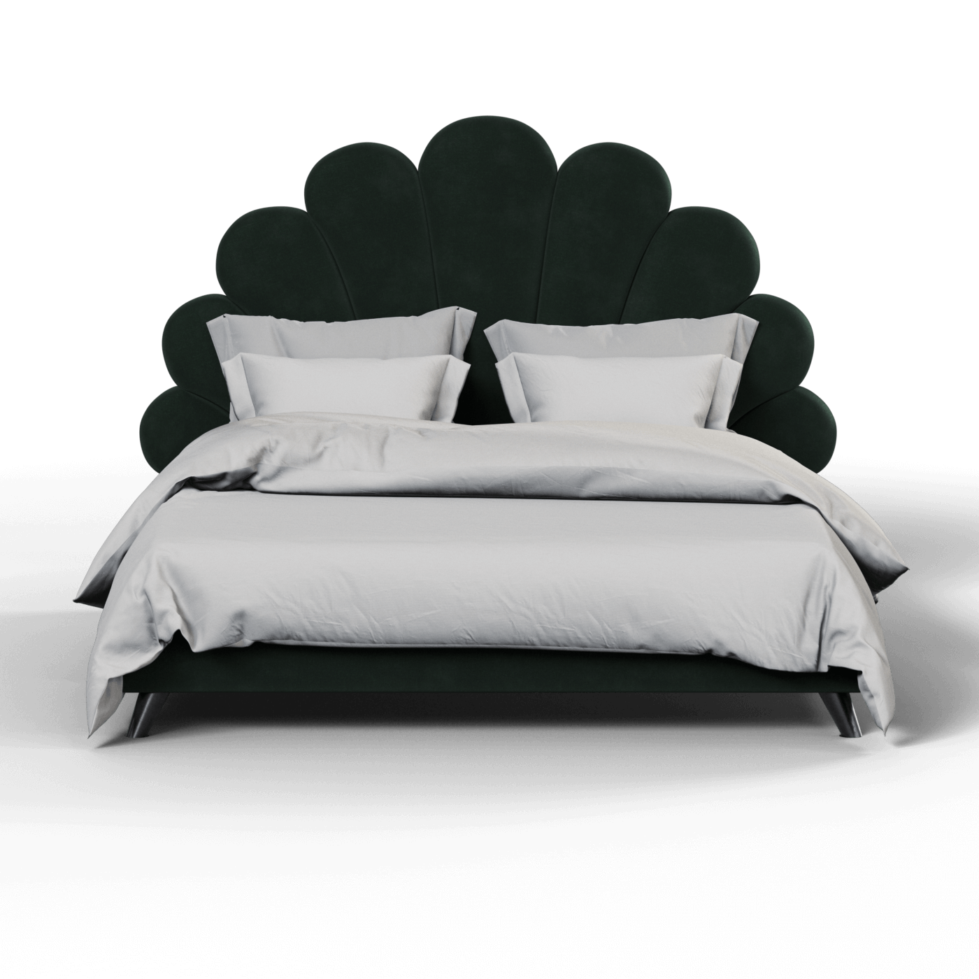 Evelina Curved Headboard Bed in Soft Upholstery