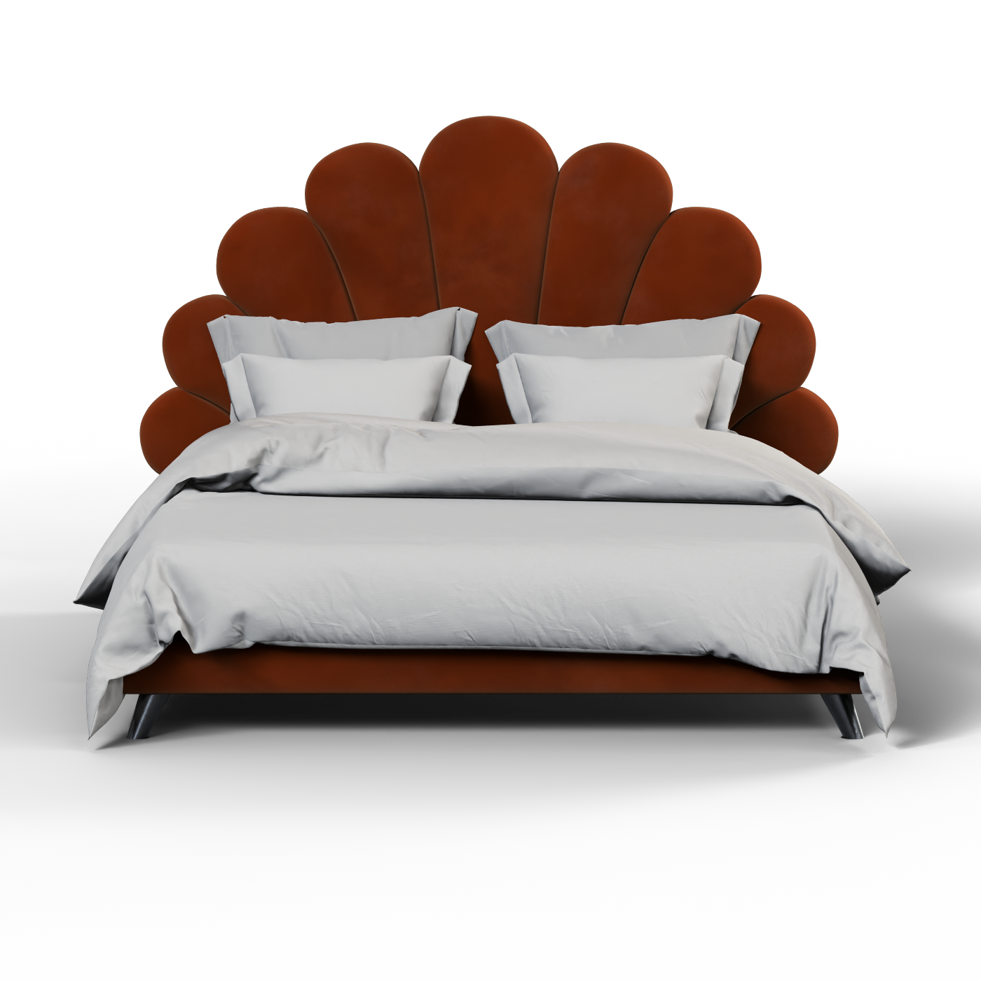 Evelina Curved Headboard Bed in Soft Upholstery