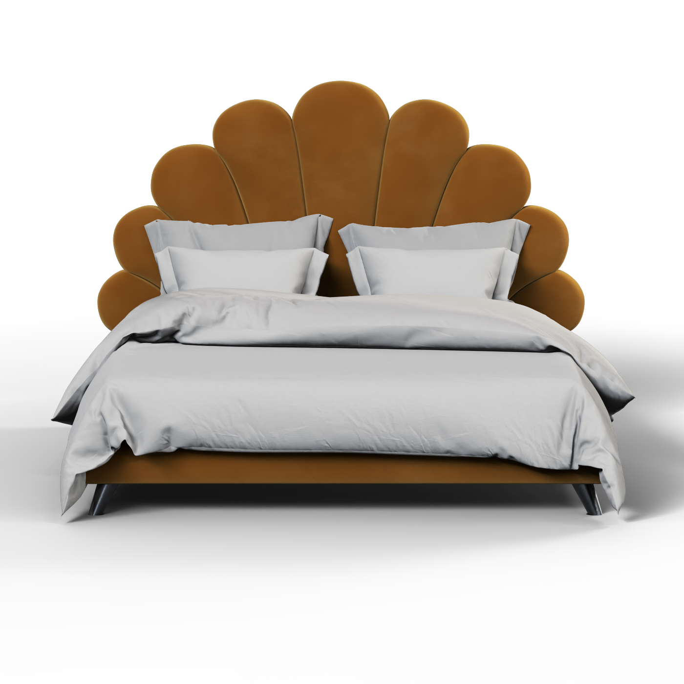 Lit Evelina à tête de lit courbée et rembourrage moelleux