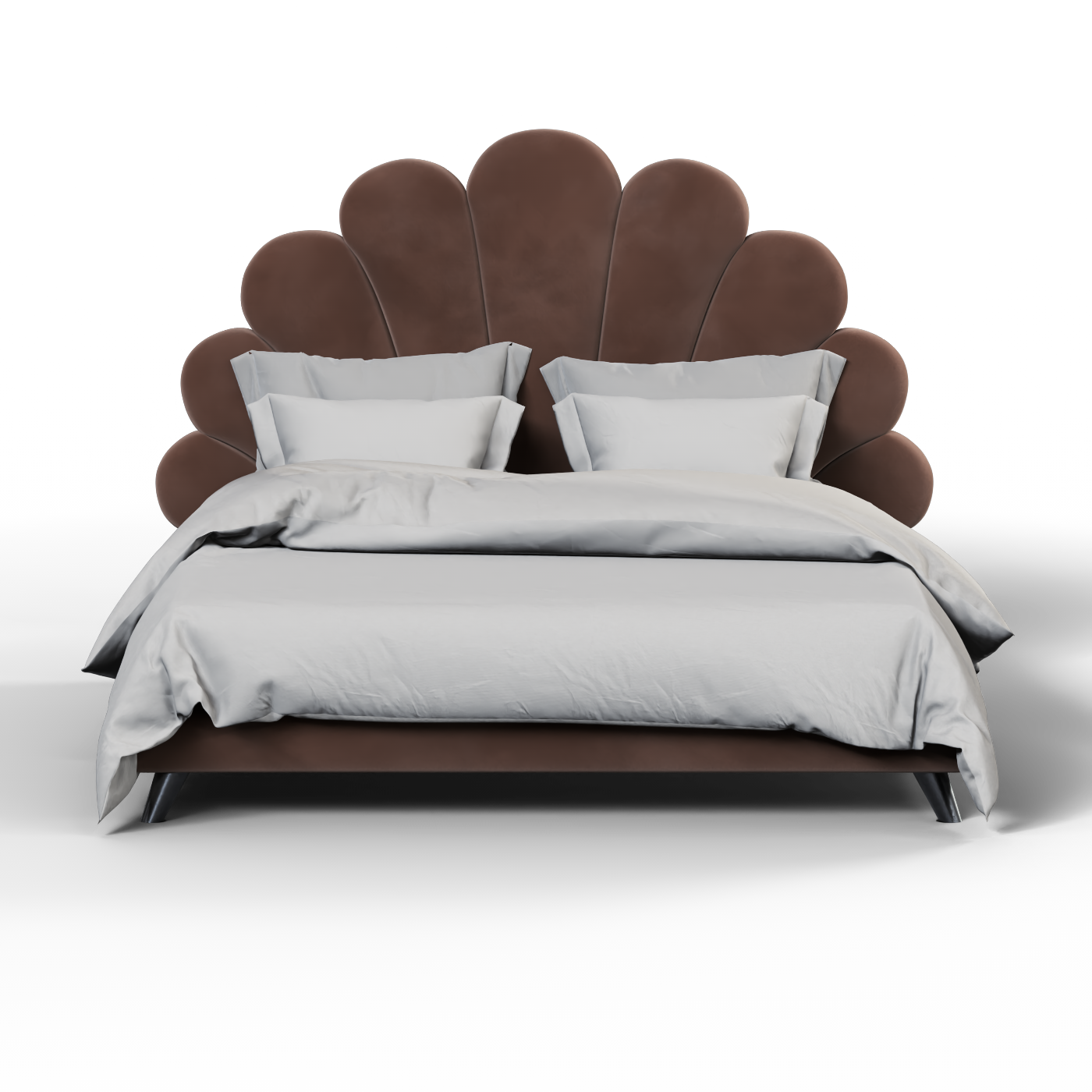 Evelina Curved Headboard Bed in Soft Upholstery