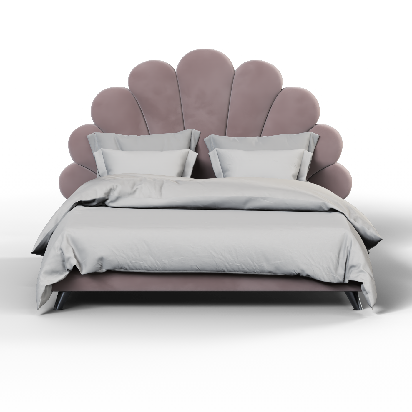 Evelina Curved Headboard Bed in Soft Upholstery