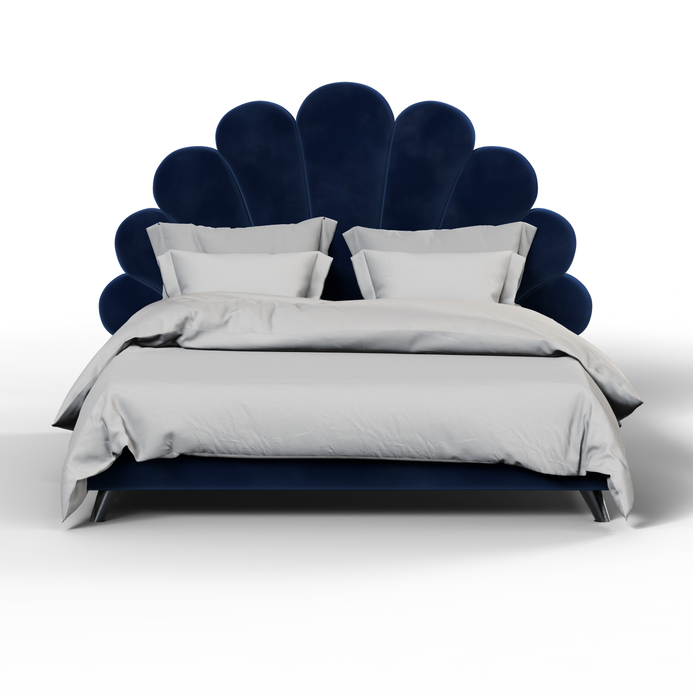 Evelina Curved Headboard Bed in Soft Upholstery