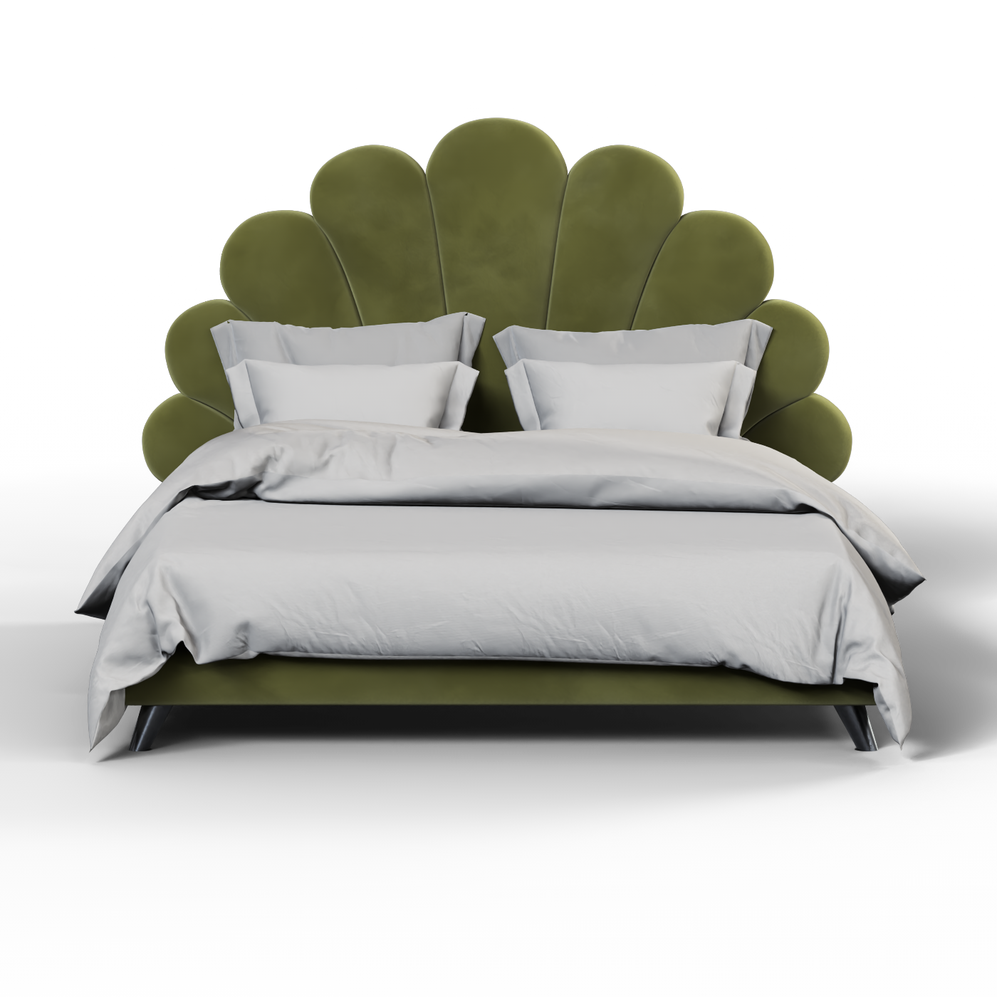 Evelina Curved Headboard Bed in Soft Upholstery