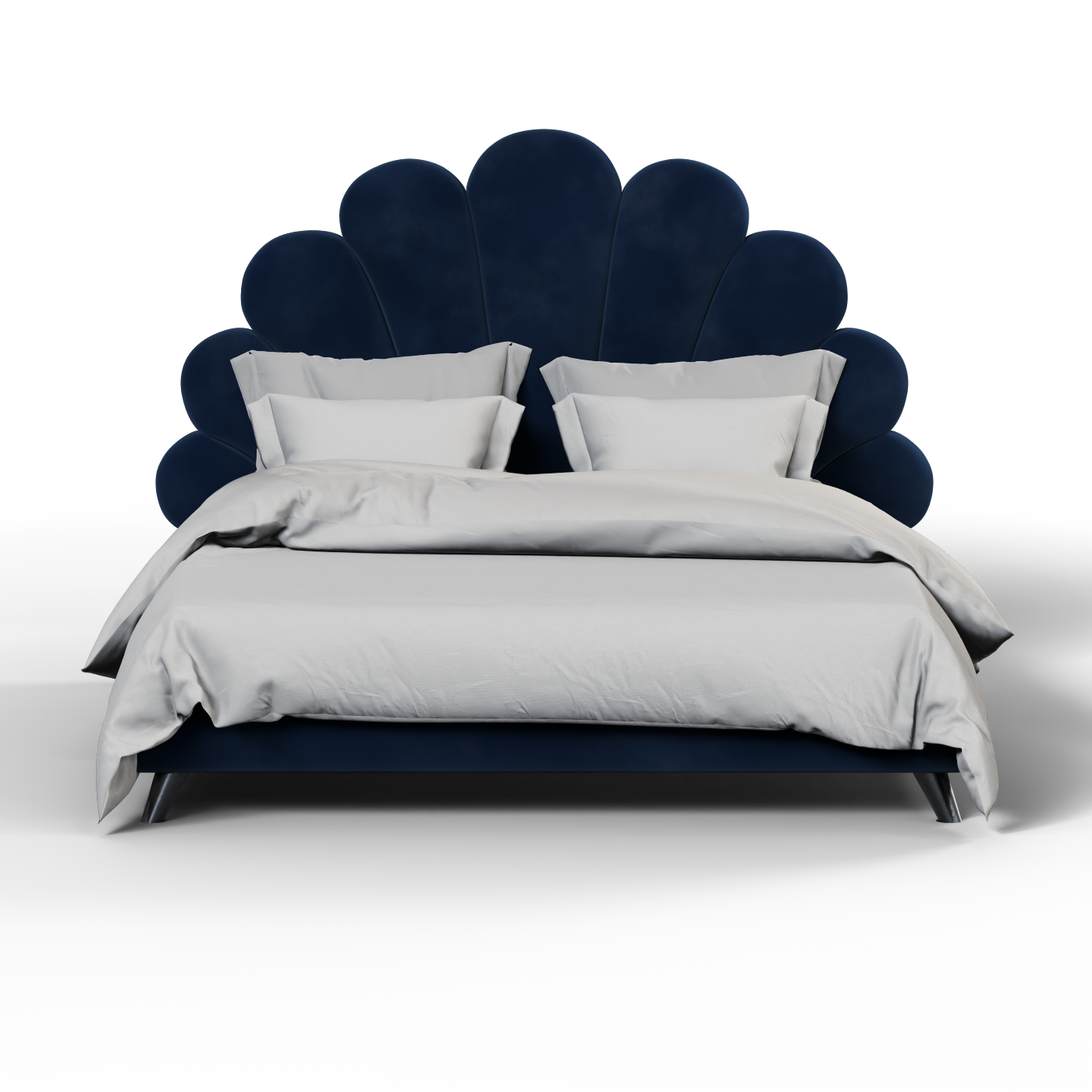 Lit Evelina à tête de lit courbée et rembourrage moelleux