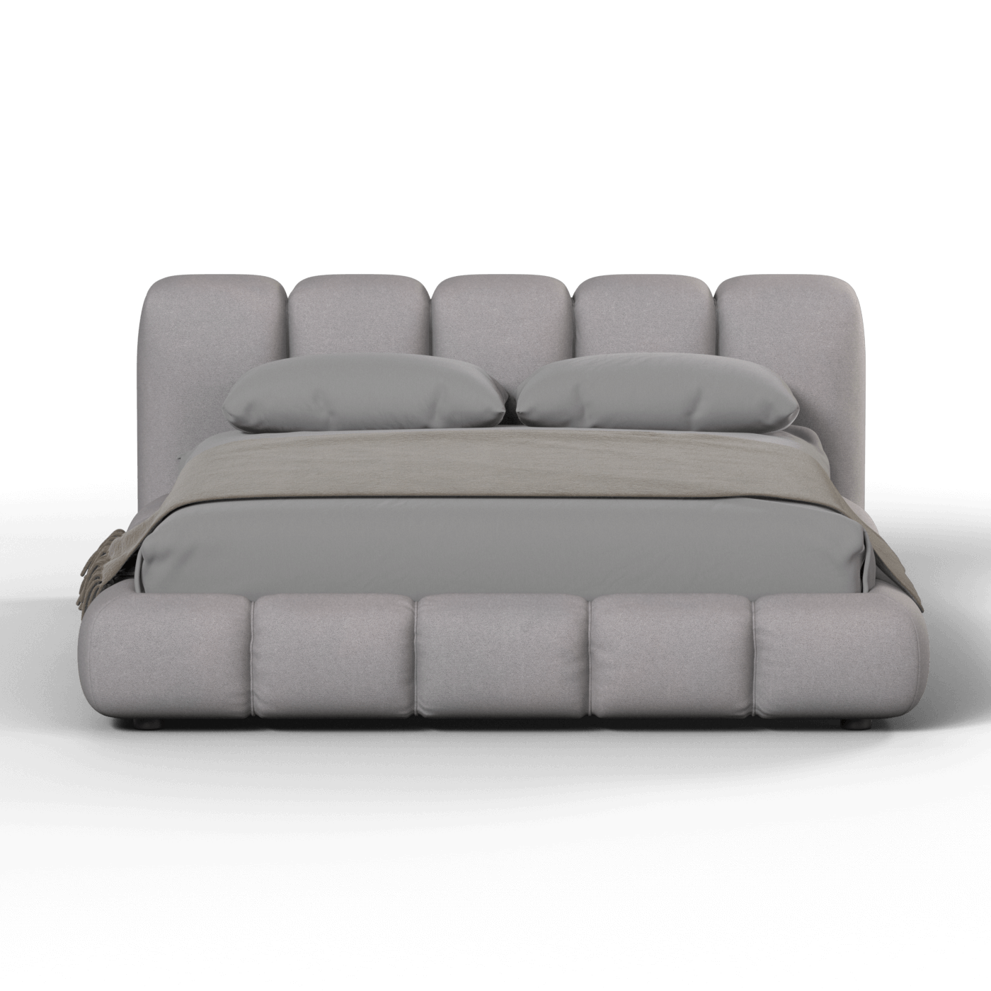 Fluffy Upholstered Bed Frame in Textured Bouclé