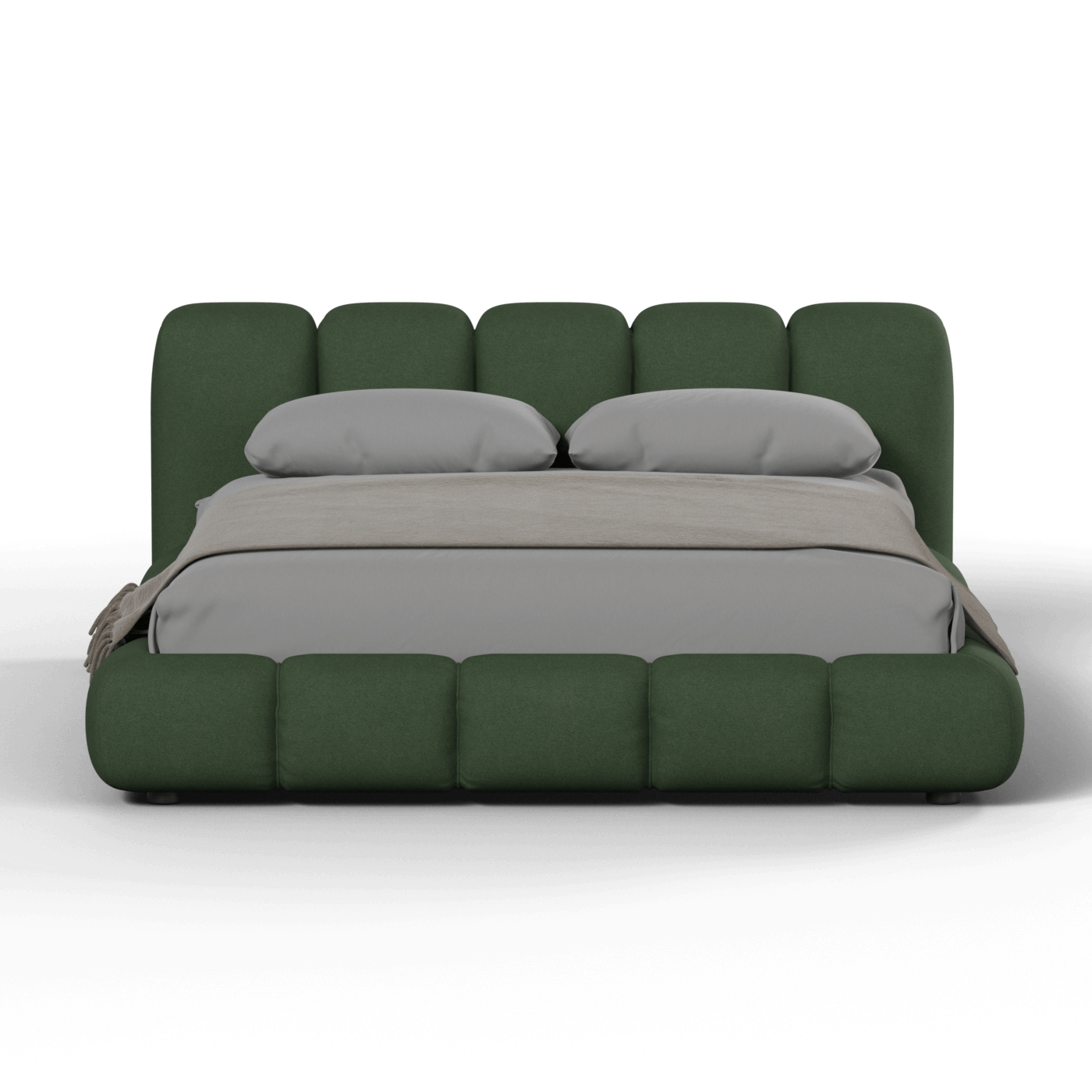 Fluffy Upholstered Bed Frame in Textured Bouclé