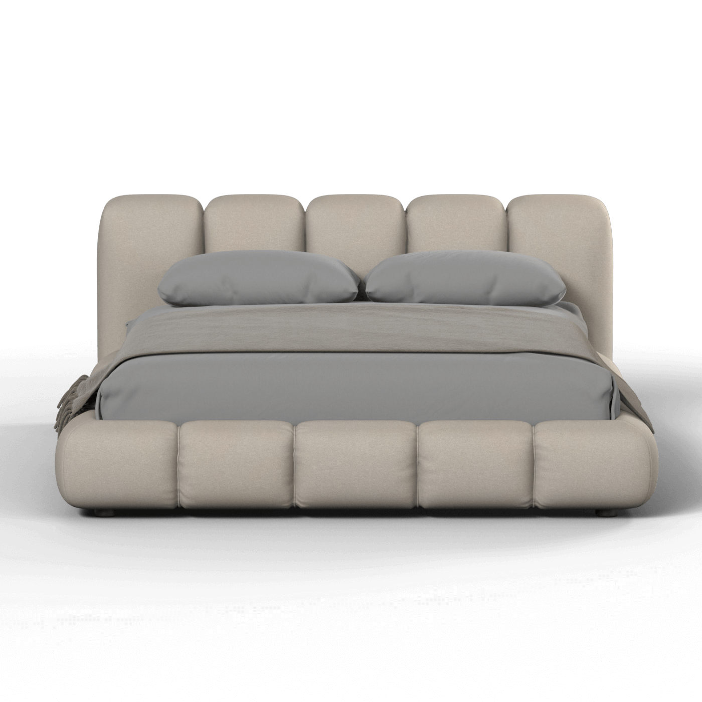 Fluffy Upholstered Bed Frame in Textured Bouclé