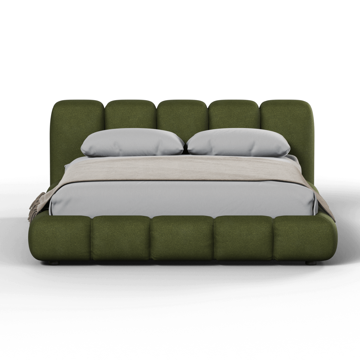 Fluffy Upholstered Bed Frame in Textured Bouclé