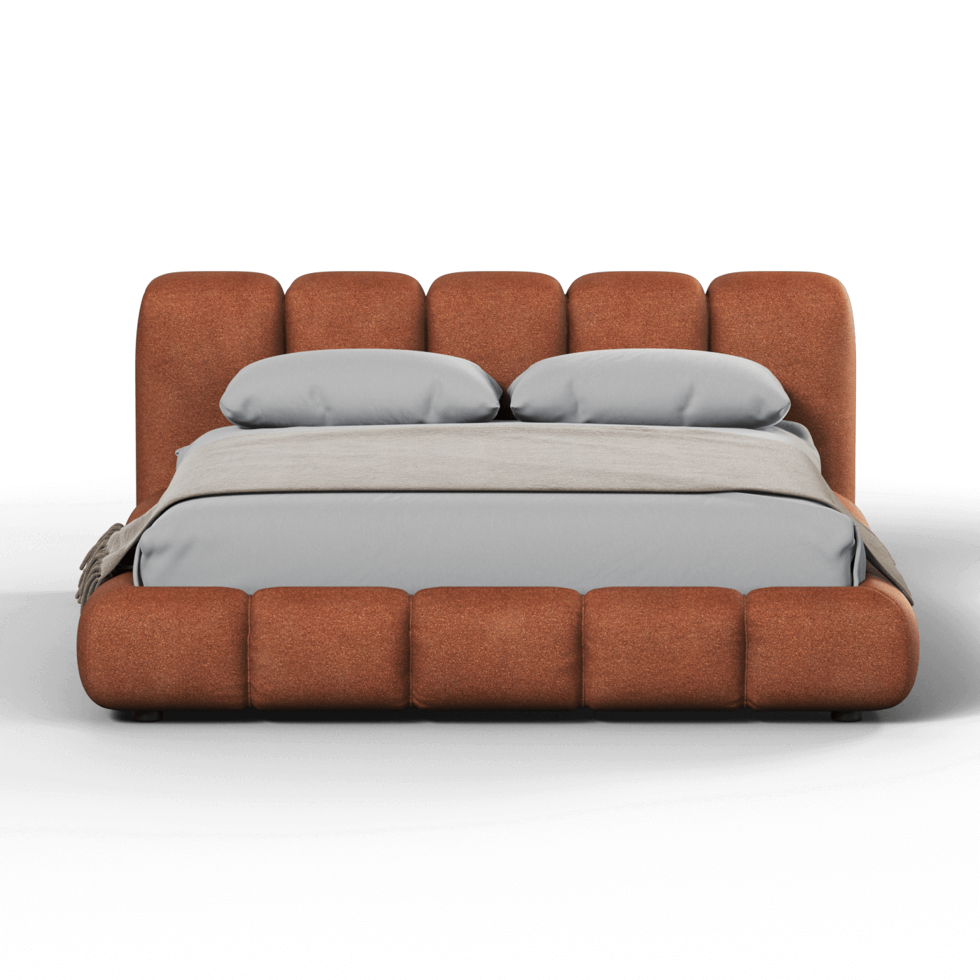 Fluffy Upholstered Bed Frame in Textured Bouclé