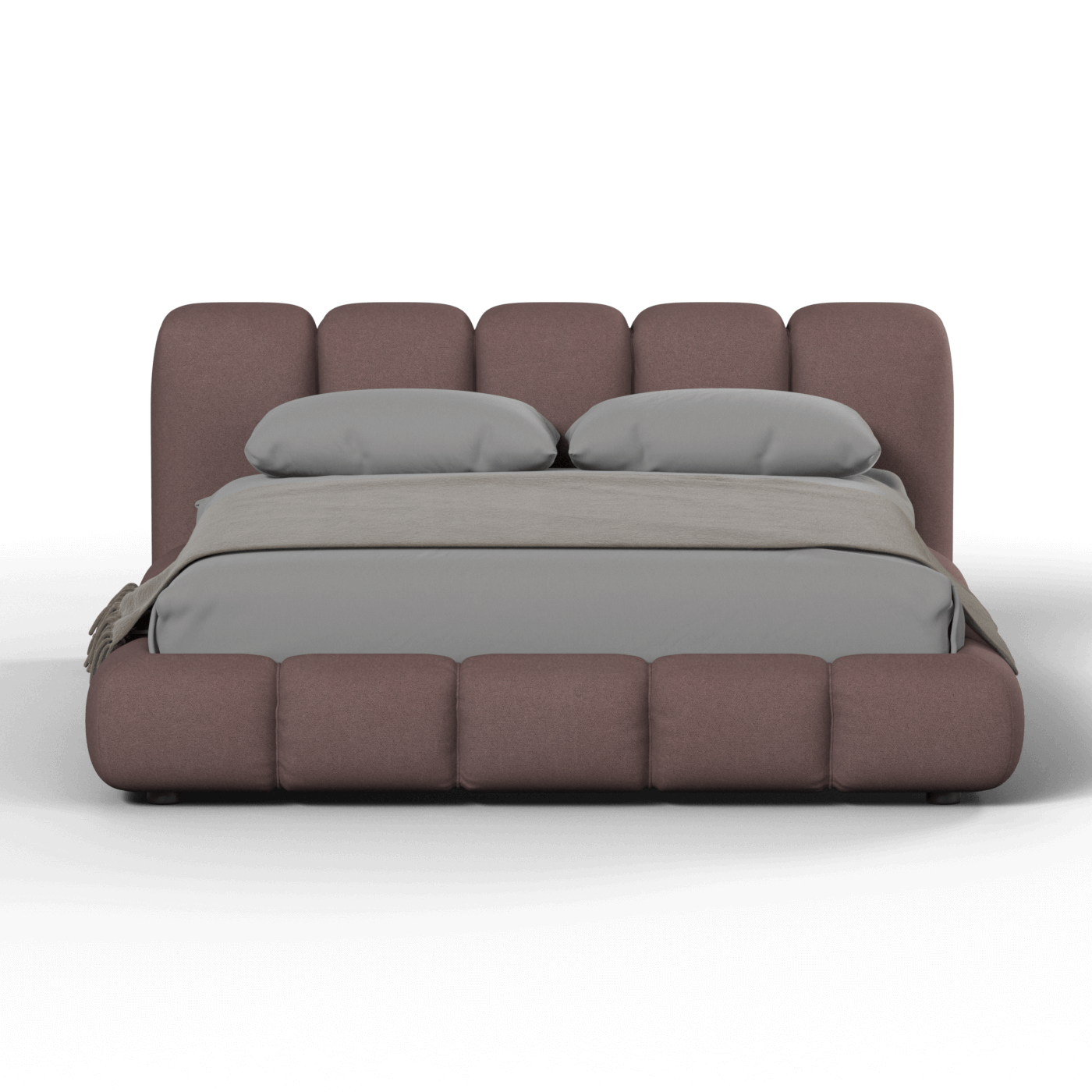 Fluffy Upholstered Bed Frame in Textured Bouclé