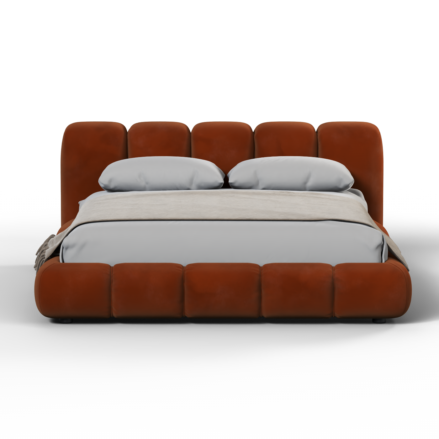 Fluffy Upholstered Bed Frame in Textured Bouclé