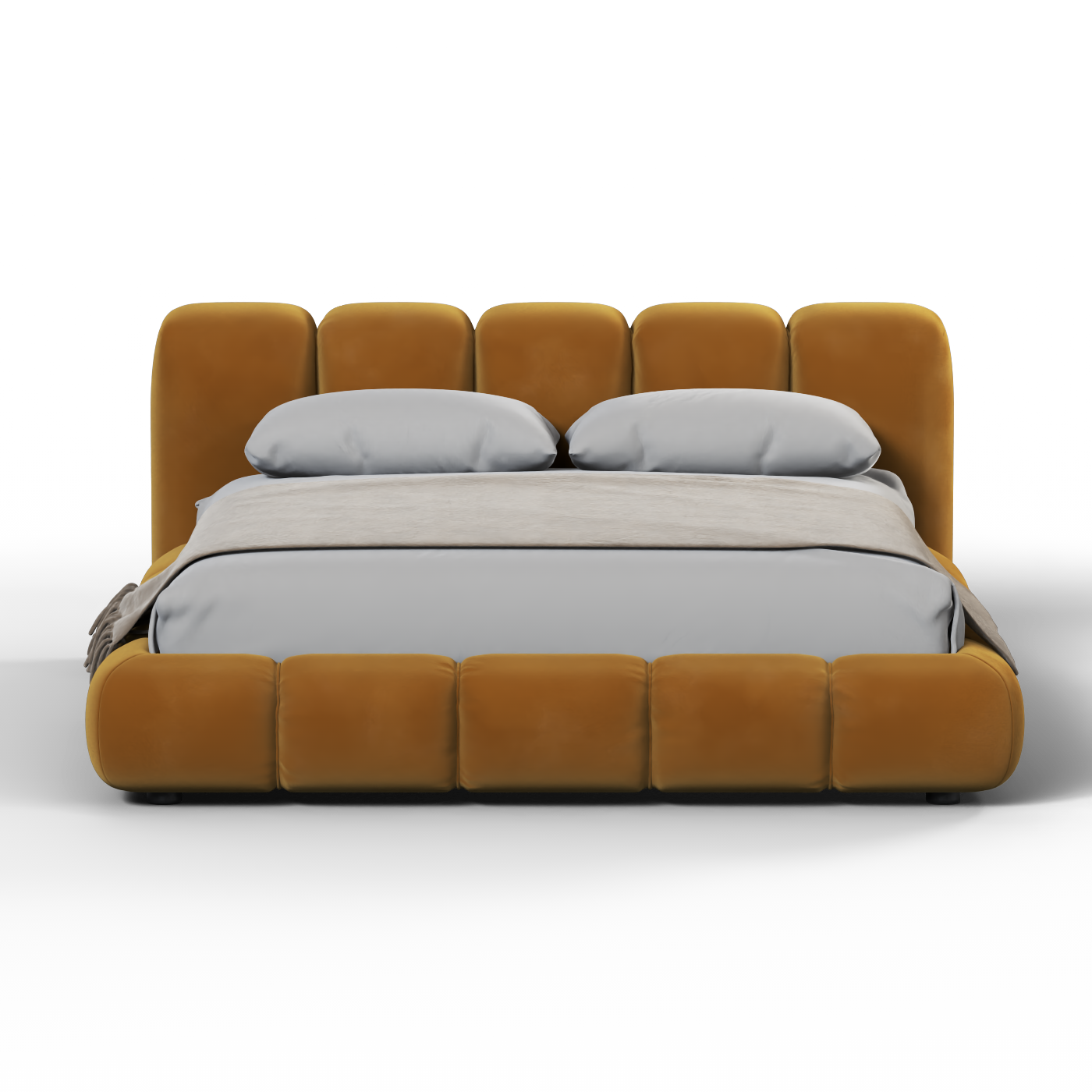 Cadre de lit rembourré moelleux en bouclé texturé